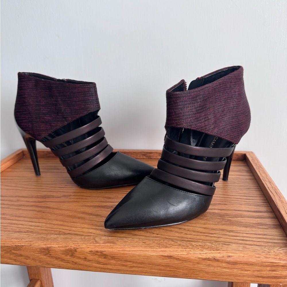 Rebecca Minkoff Black and Burgundy Heeled Boots